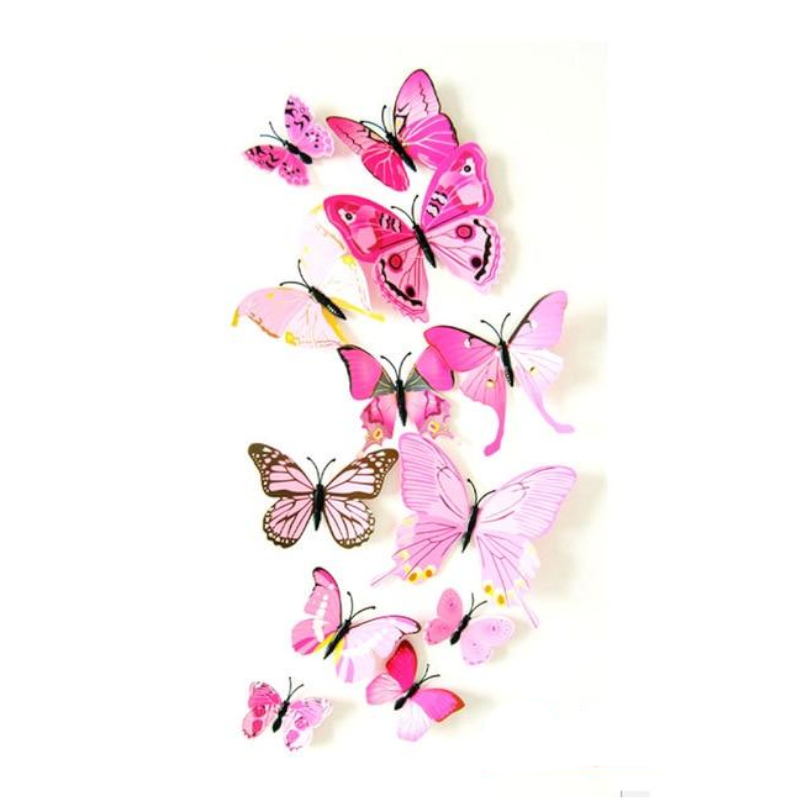 12 Pcs / Set Rainbow Colourful 3D Pvc Butterfly Wall Sticker Decor