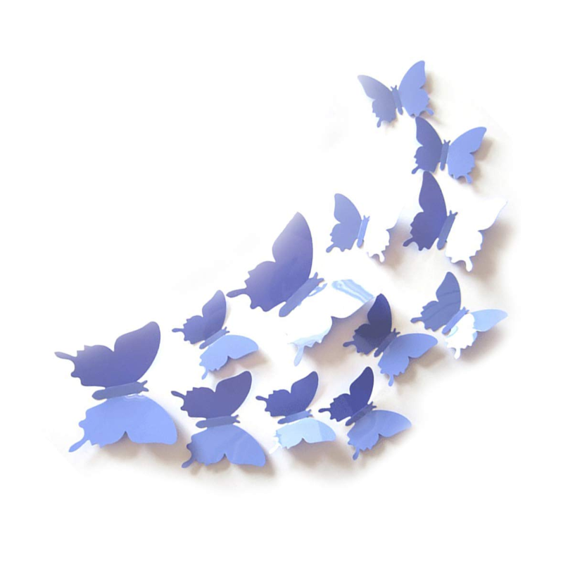 12 Pcs / Set Rainbow Colourful 3D Pvc Butterfly Wall Sticker Decor