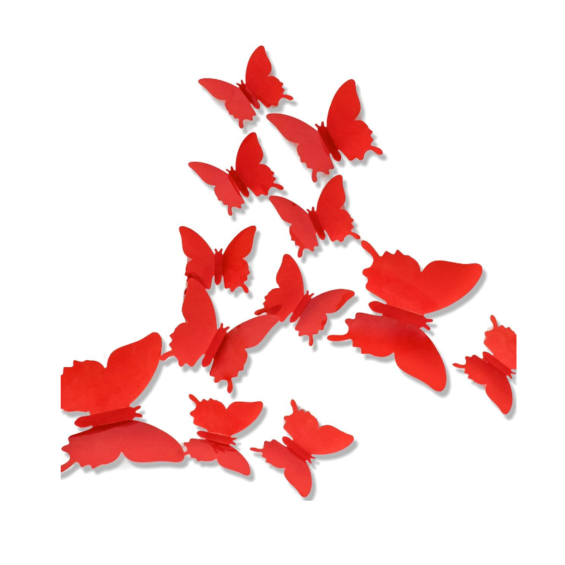 12 Pcs / Set Rainbow Colourful 3D Pvc Butterfly Wall Sticker Decor