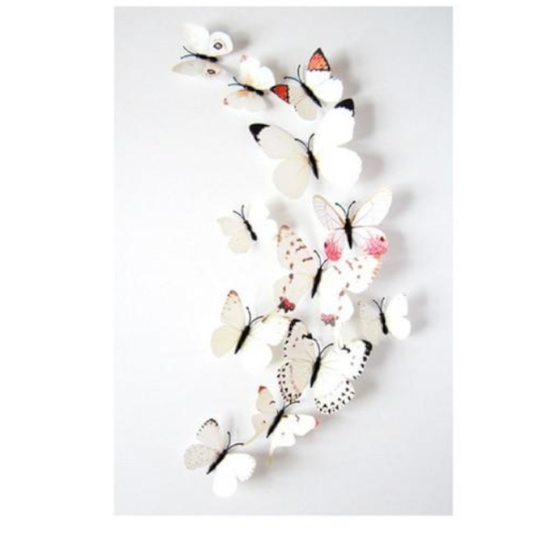 12 Pcs / Set Rainbow Colourful 3D Pvc Butterfly Wall Sticker Decor