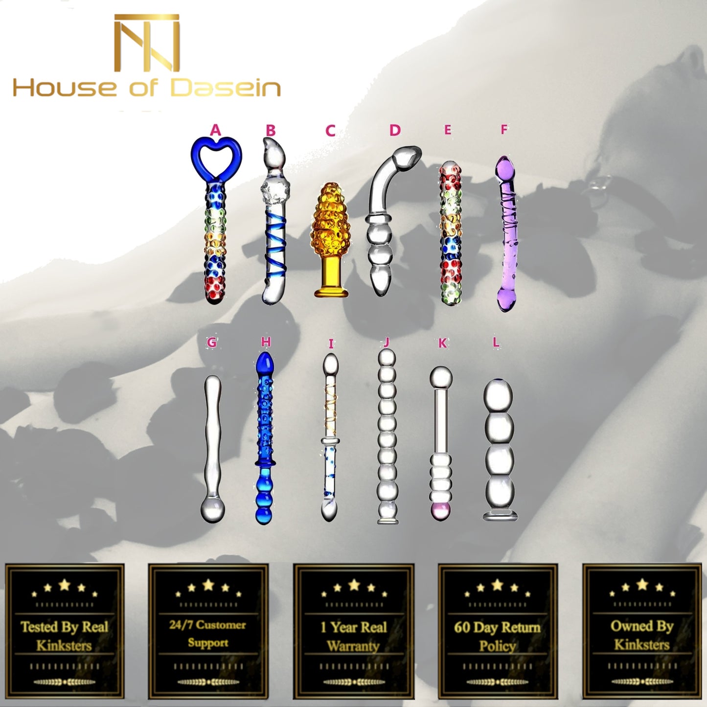 12 Styles Dildo Smooth Glass Anal Beads Double Ended Dong Butt Plug