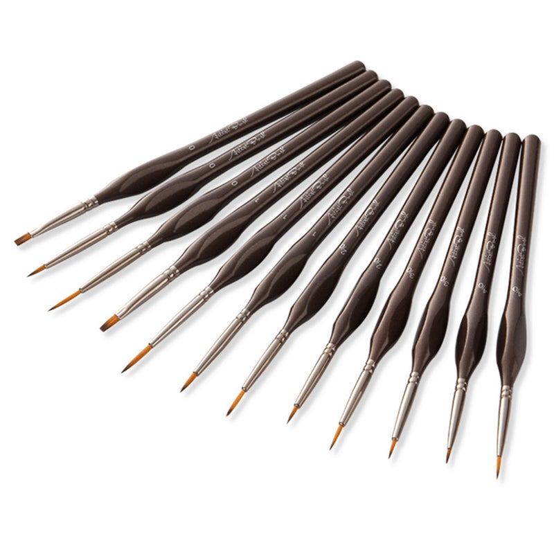 12Pcs Miniature Paint Brush Set Professional Nylon Acrylic Painting Brushes Watercolor Oil For Drawing Art Supplies