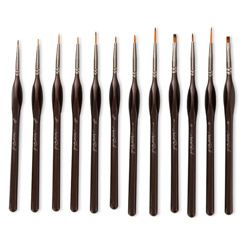 12Pcs Miniature Paint Brush Set Professional Nylon Acrylic Painting Brushes Watercolor Oil For Drawing Art Supplies