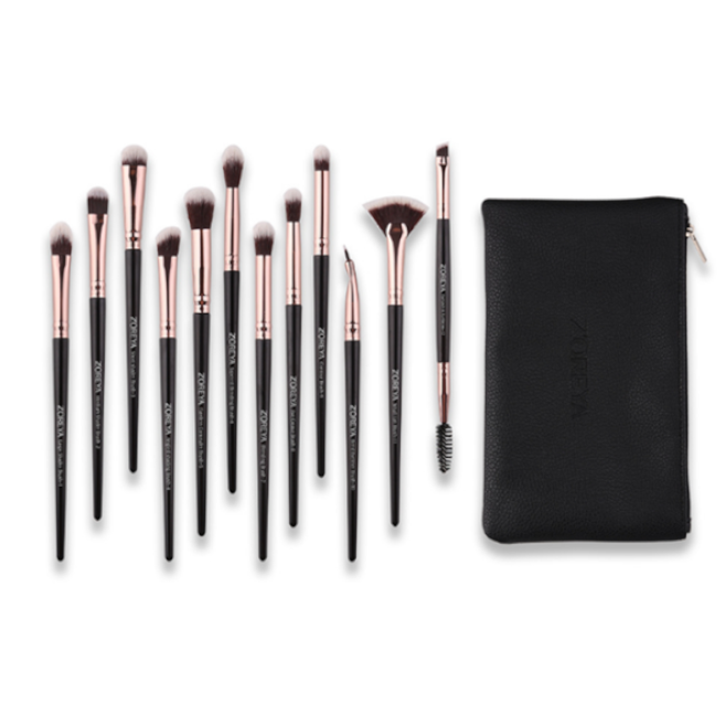 12Pcs Cosmetic Brush Tool Sets Professional Black