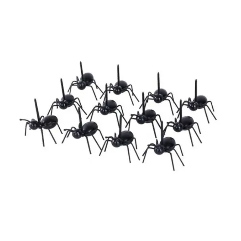 12Pcs Creative Ant Style Plastic Safety Fruit Forks Cake Salad Black