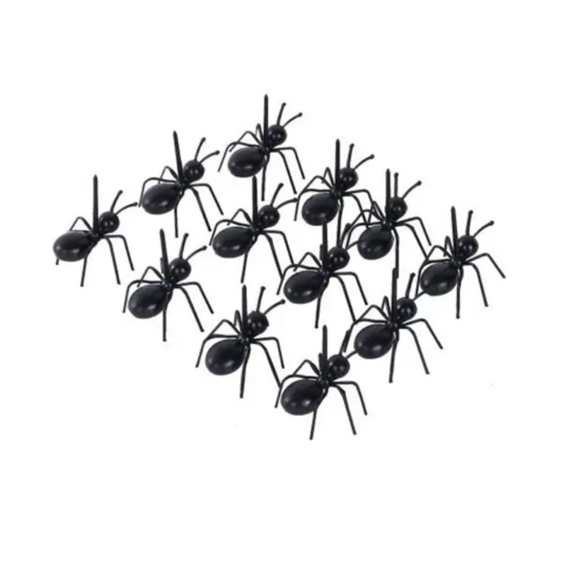 12Pcs Creative Ant Style Plastic Safety Fruit Forks Cake Salad Black
