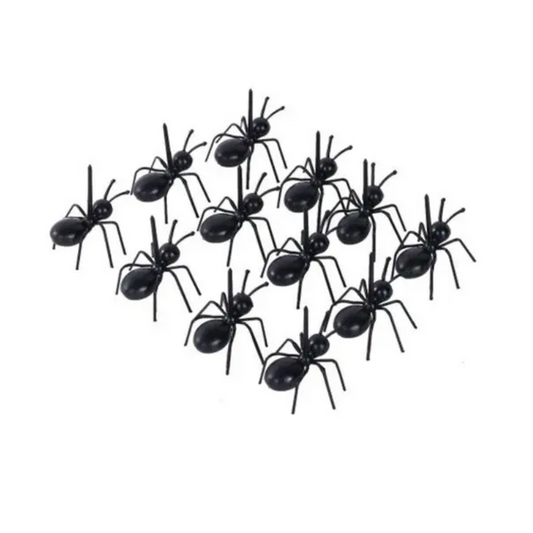 12Pcs Creative Ant Style Plastic Safety Fruit Forks Cake Salad Black