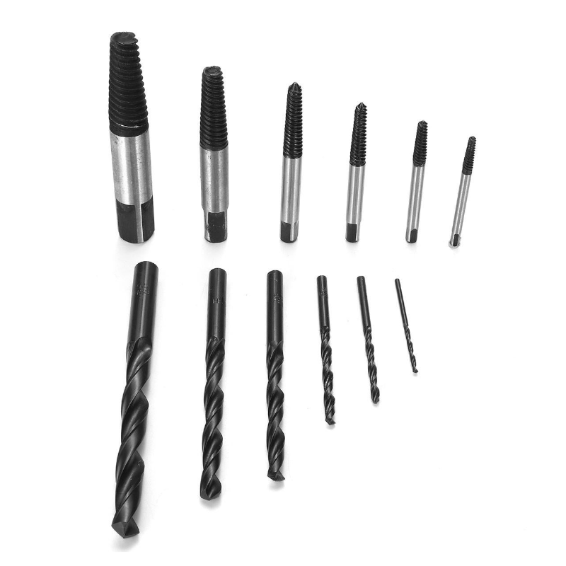 12Pcs Stud Screw Extractor Remover Tool Set Reverse Thread Easy Out 3-25Mm