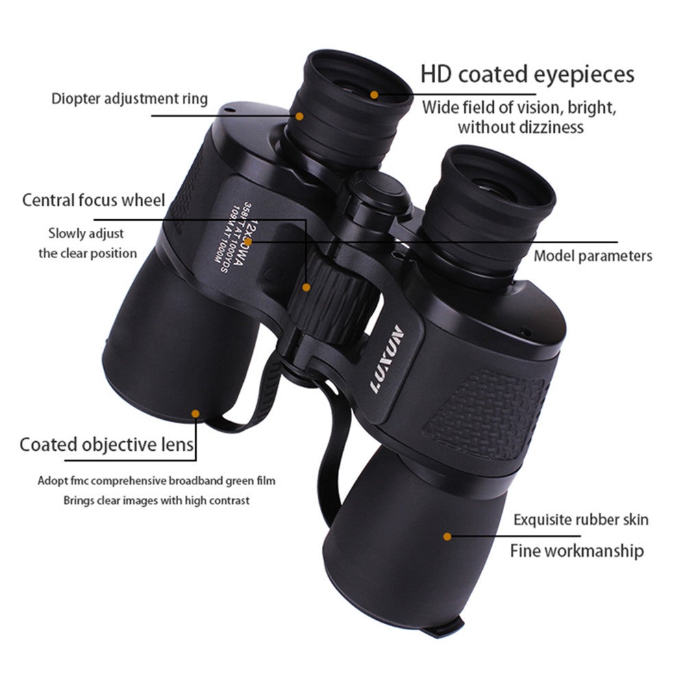 12X50 Hd High Magnification Powerful Binoculars Outdoor Tourism Telescope Low Light Night Vision