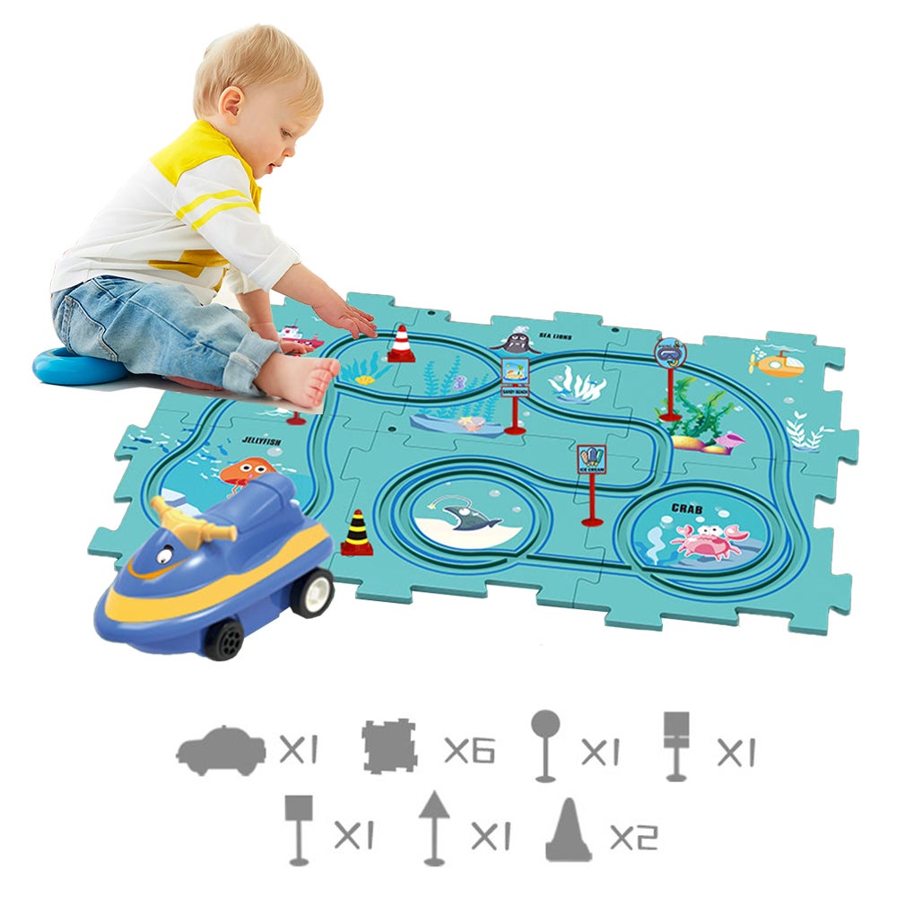 13-Piece Diy Assembling Electric Trolley Set Puzzle Track Car Play Railcar Building Toys Kid Gift