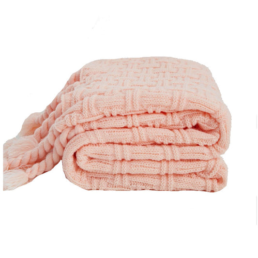 130 X 160Cm Cozy Throw Blankets Criss Cross Pattern Baby Pink