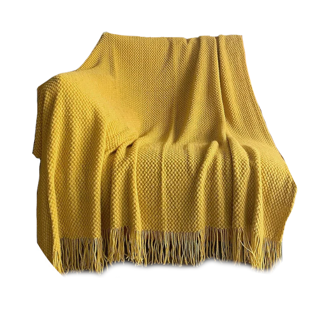 130Cm X 200Cm Warm Cozy Knitted Throw Blanket Yellow
