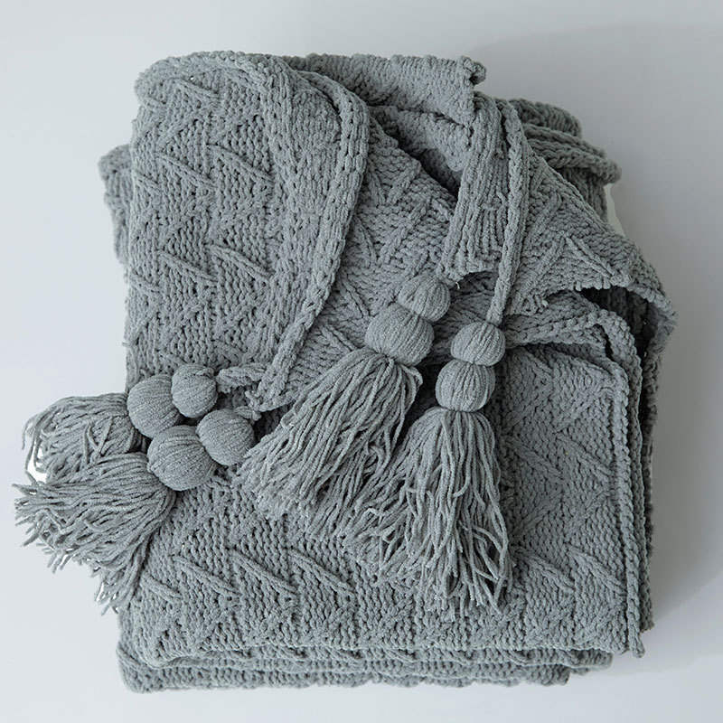 130Cm X 160Cm Warm Cozy Knitted Throw Blankets Grey