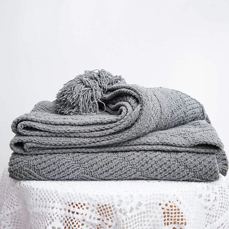 130Cm X 160Cm Warm Cozy Knitted Throw Blankets Grey
