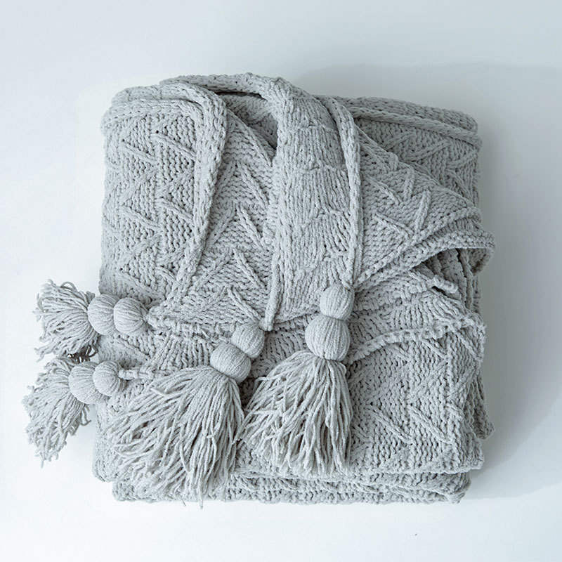 130Cm X 160Cm Warm Cozy Knitted Throw Blankets Grey