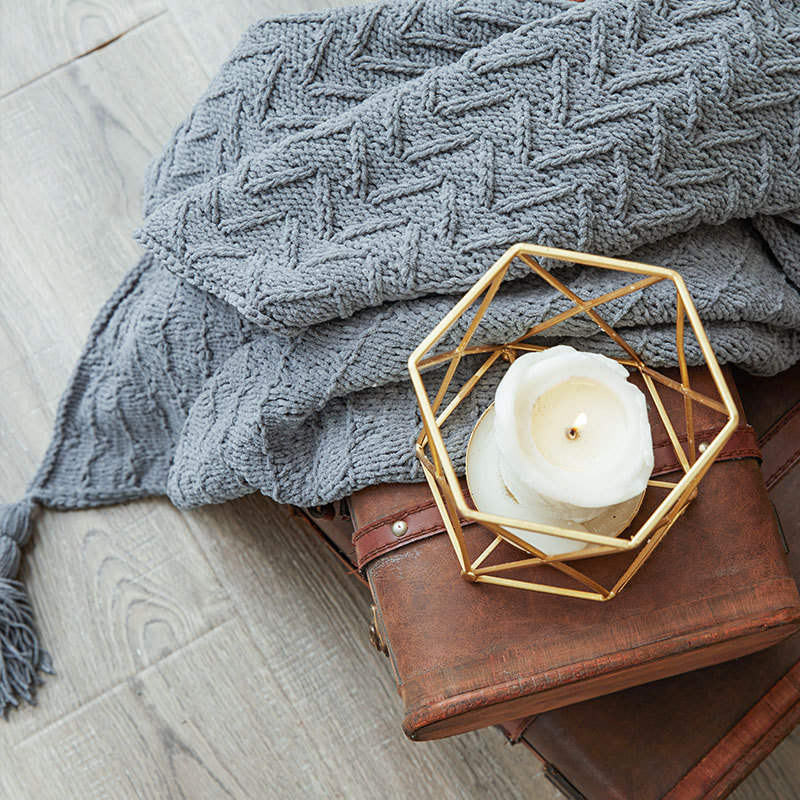 130Cm X 160Cm Warm Cozy Knitted Throw Blankets Grey