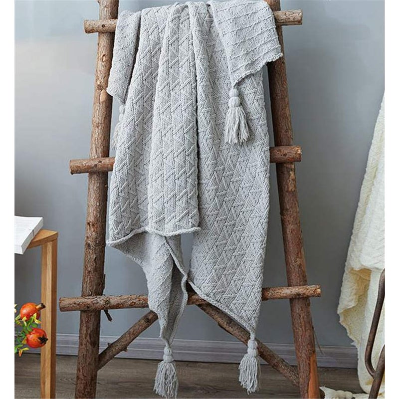 130Cm X 160Cm Warm Cozy Knitted Throw Blankets Grey