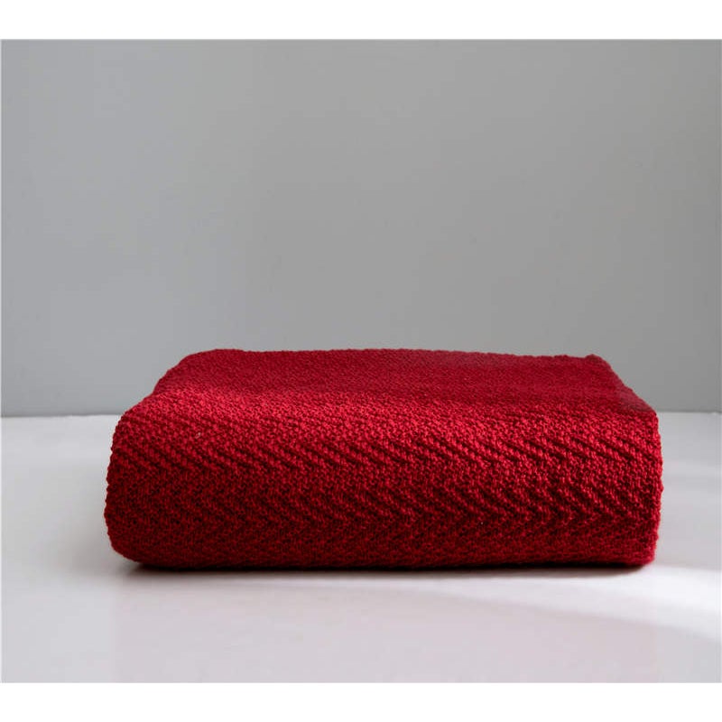 130Cm X 160Cm Warm Cozy Knitted Throw Blankets Red