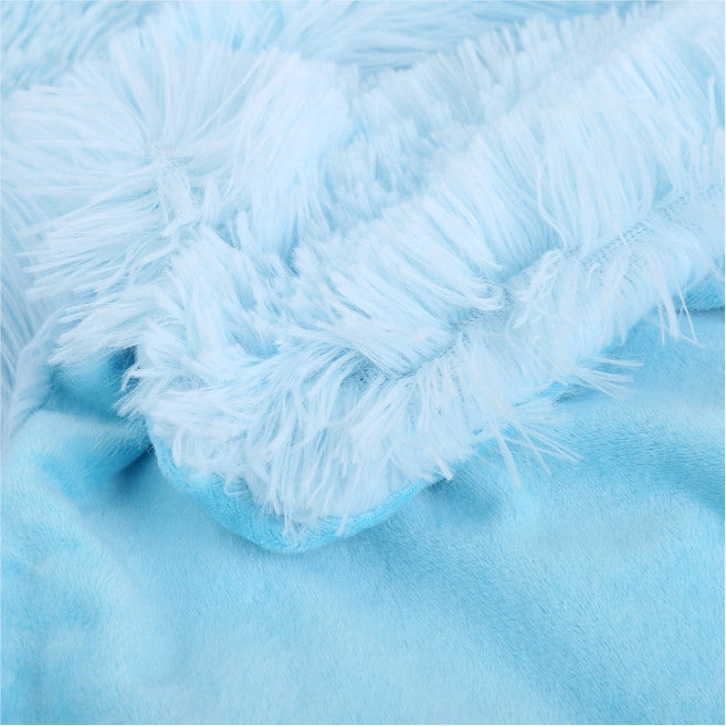 130X160cm Super Soft Long Coral Fleece Flurry Throw Blanket Powder Blue