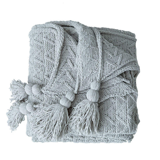 130Cm X 160Cm Warm Cozy Knitted Throw Blankets Grey