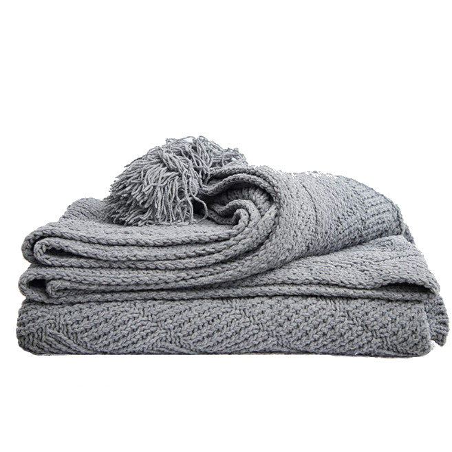 130Cm X 160Cm Warm Cozy Knitted Throw Blankets Grey