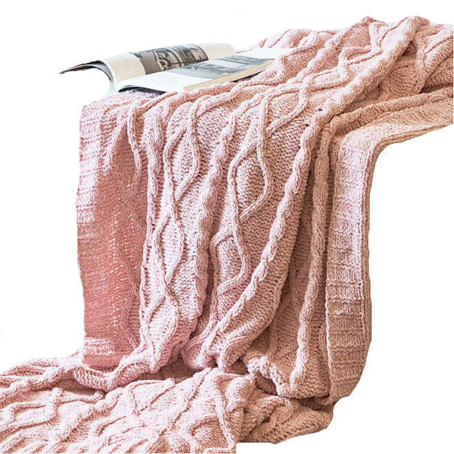 130Cm X 180Cm Warm Cozy Knitted Throw Blankets Pink