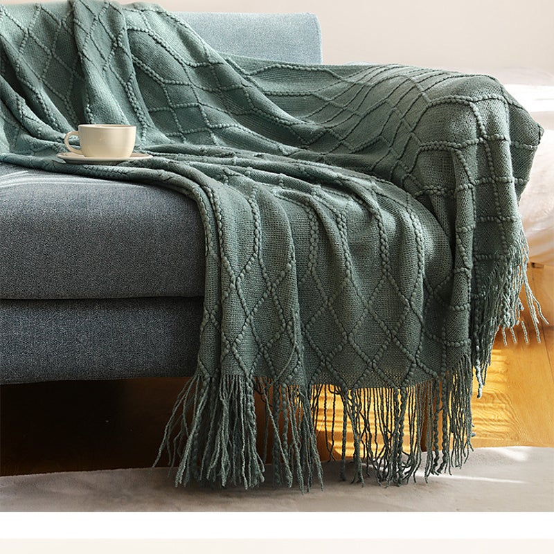 130Cm X 200Cm Warm Cozy Knitted Throw Blanket Green