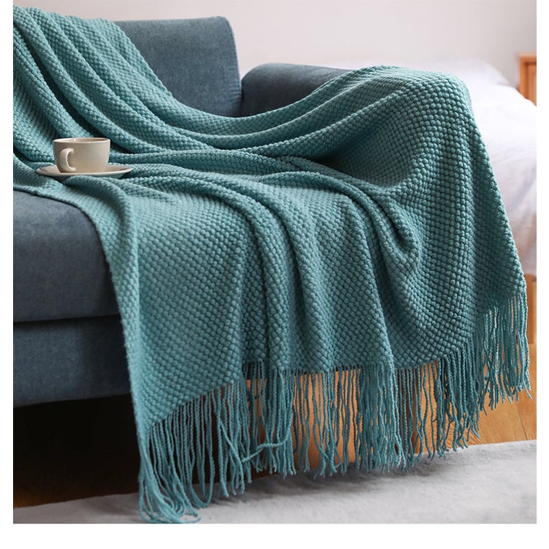 130Cm X 200Cm Warm Cozy Knitted Throw Blanket Green