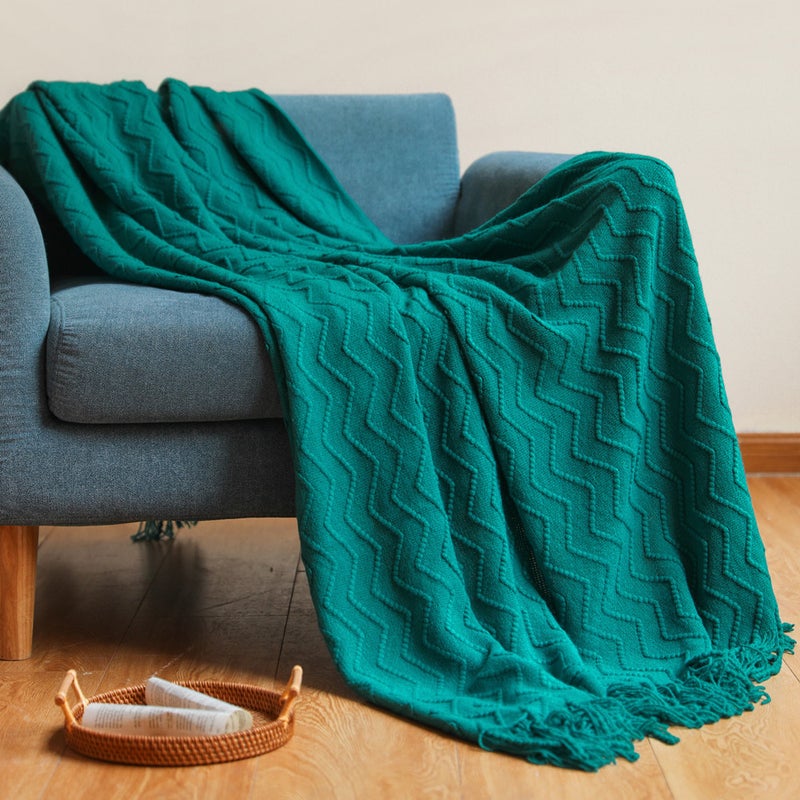 130Cm X 200Cm Warm Cozy Knitted Throw Blanket Green