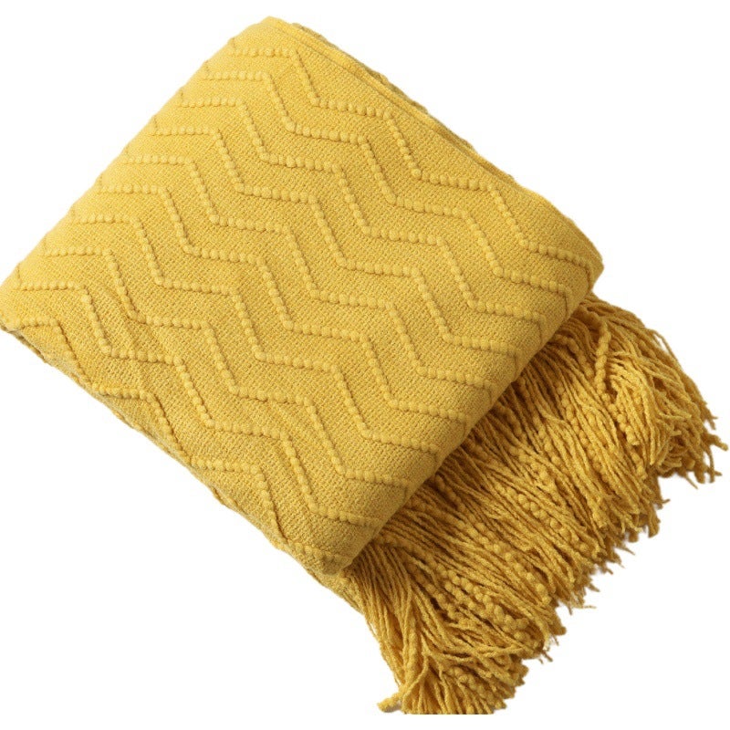 130Cm X 200Cm Warm Cozy Knitted Throw Blanket Yellow
