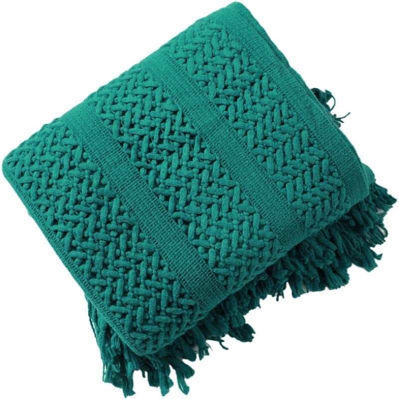 130Cm X 200Cm Warm Cozy Knitted Throw Blanket Green