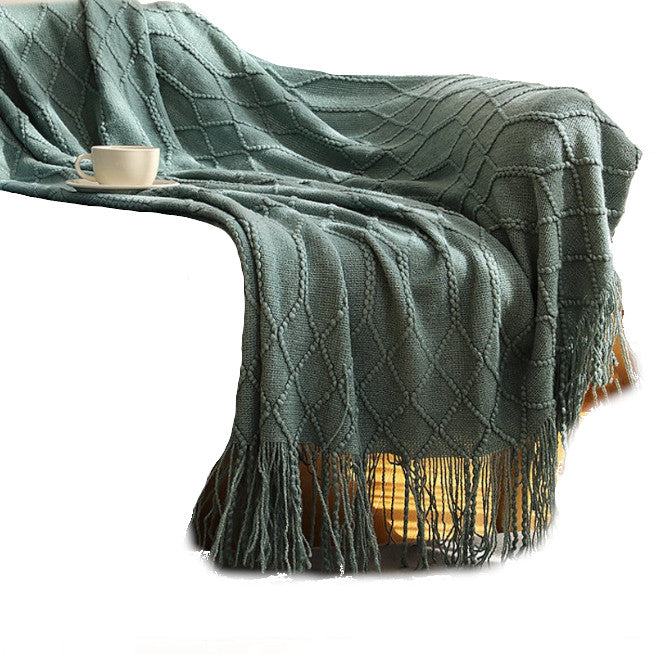 130Cm X 200Cm Warm Cozy Knitted Throw Blanket Green