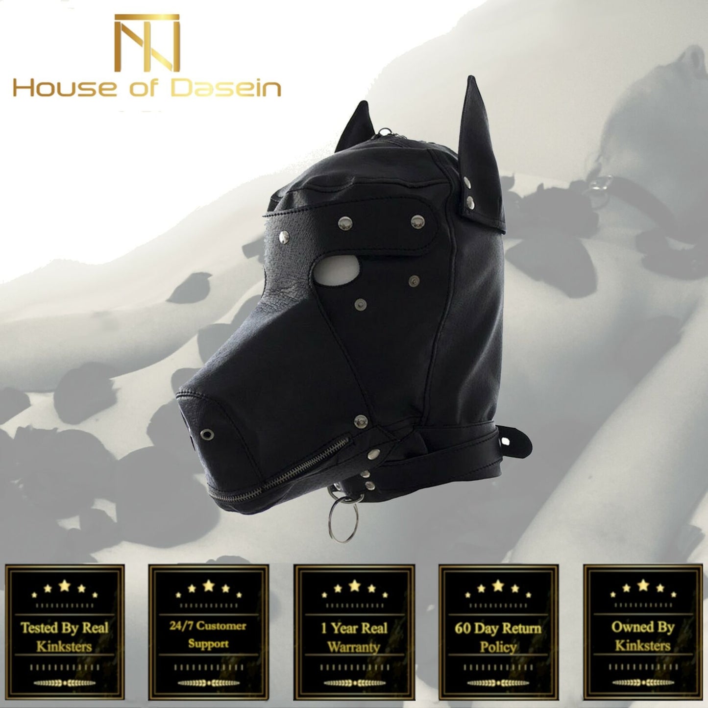 Black Dog Mask Full Hood Puppy Pet Play Bondage Kink Bdsm Fetish Restraints