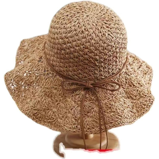 Fashionable Handmade Crochet Straw Hat Women Sun Protection