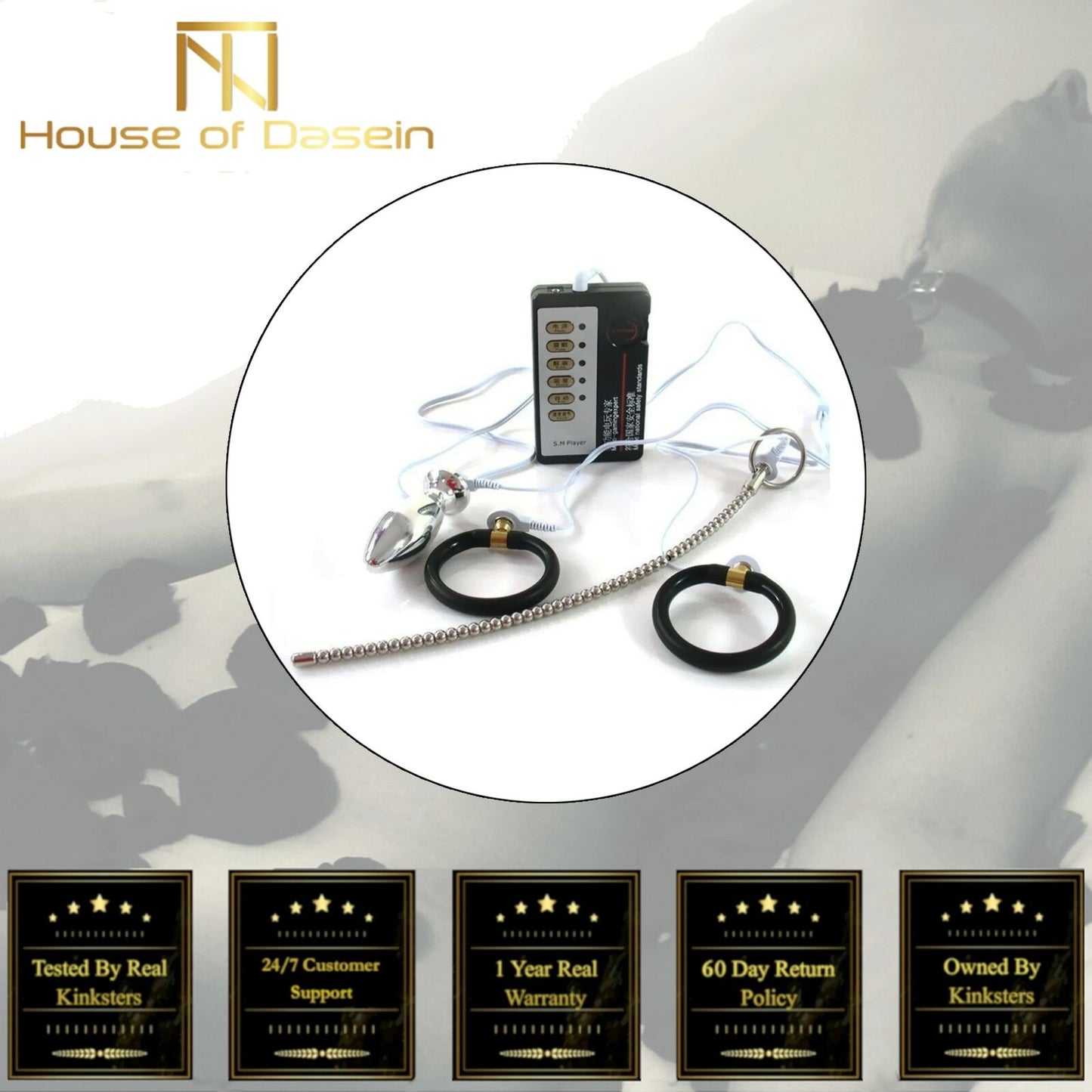 Black Cock Ring Anal Plug Urethral Sound Electric Electro Sex Stimulation Play