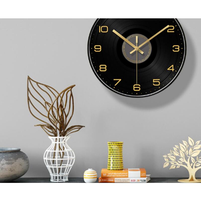 14 Inch Simple All Black Classic Mute Wall Clock Living Room Office Decoration