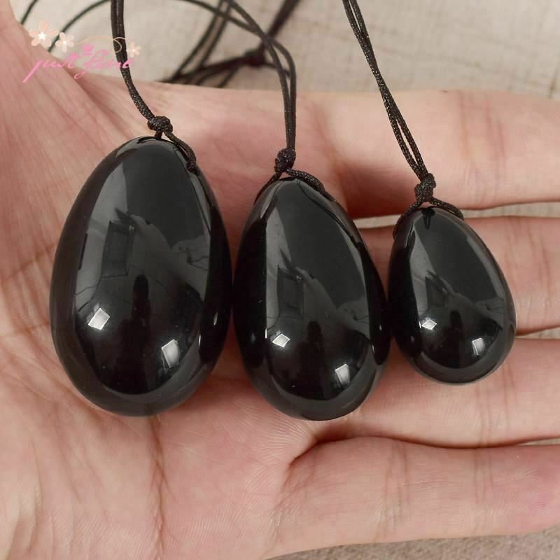 3 / Set Natural Black Obsidian Yoni Egg Kegel Exercise Massage Balls