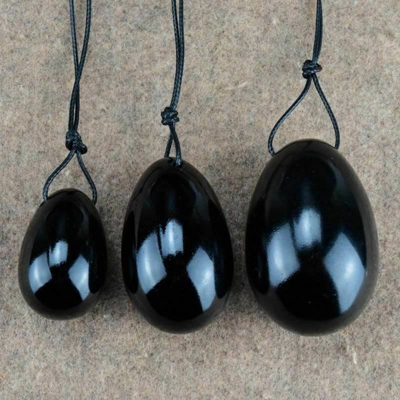 3 / Set Natural Black Obsidian Yoni Egg Kegel Exercise Massage Balls