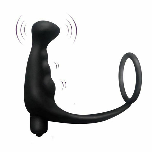 Cock Ring Vibrating Anal Plug Prostate Massager Vibrator 10 Modes Men