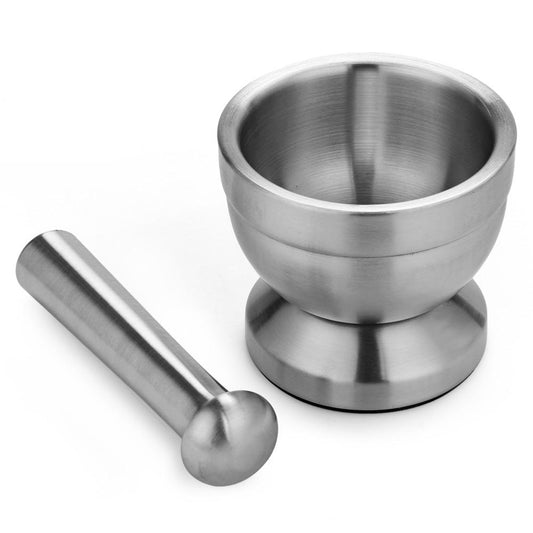 Stainless Steel Mortar Pestle Manual Herb Grinder Kitchen Utensil