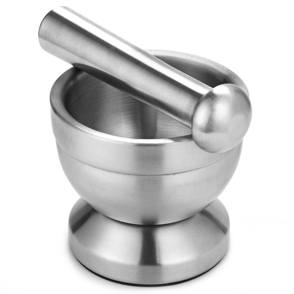 Stainless Steel Mortar Pestle Manual Herb Grinder Kitchen Utensil