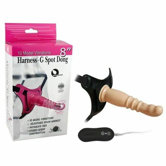 8 Inch Harness G Spot Vibrator Dildo Dong Strapon Belt Pegging Kit