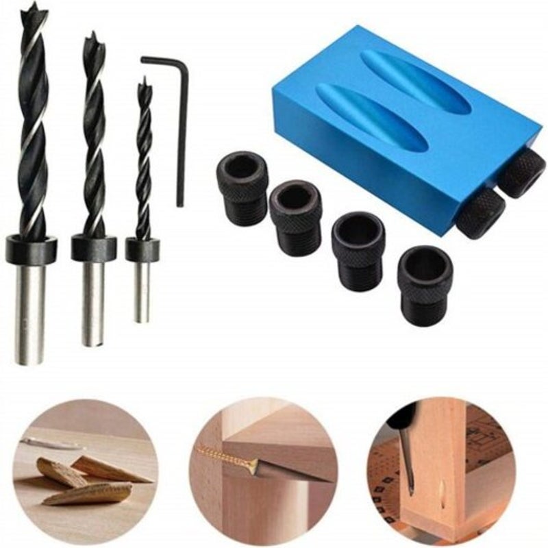 14Pcs Pocket Hole Jig 15 Degree Dowel Drill Joinery Kit Multi