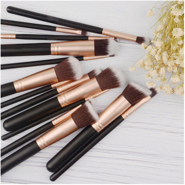 14Pcs Makeup Brushes Set Powder Foundation Eyeshadow Up Rose Gold