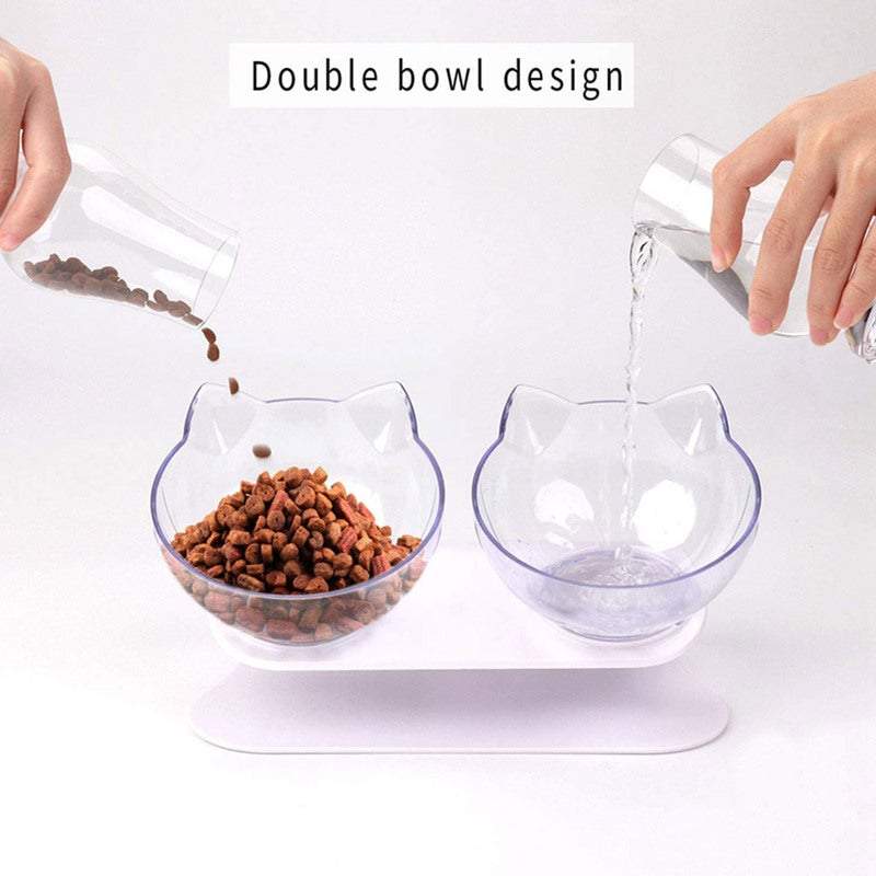 Pet Bowls Feeders Tilted Elevated Cat For Food Water