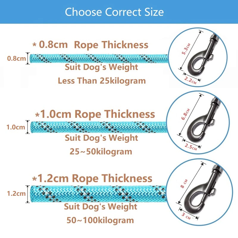 150/200/300Cm Strong Dog Leash Pet Leashes Reflective For Big Small Medium Large Drag Pull Tow Golden Retriever