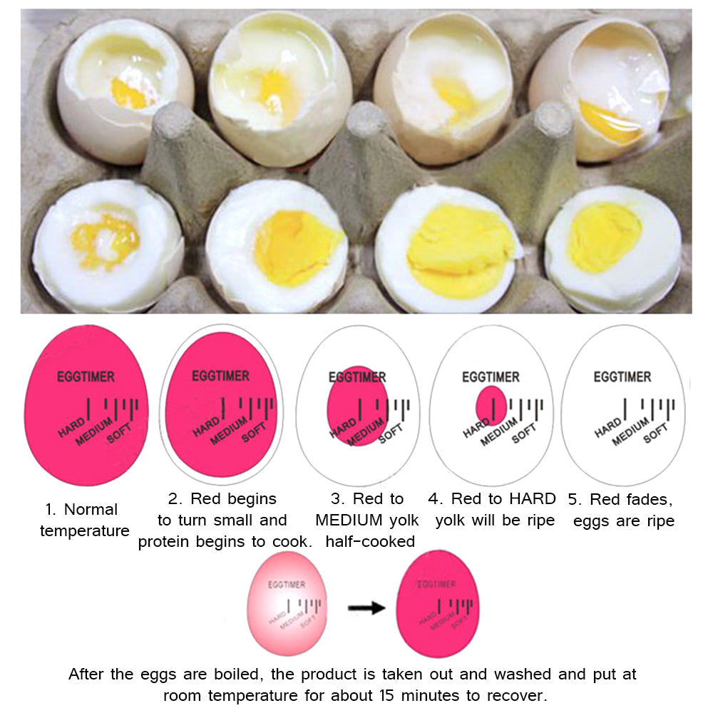 Egg Timer Perfect Colour Changing Yummy Soft Hard Boiled Eggs Cooking Kitchen Eco Friendly Resin Red Tools
