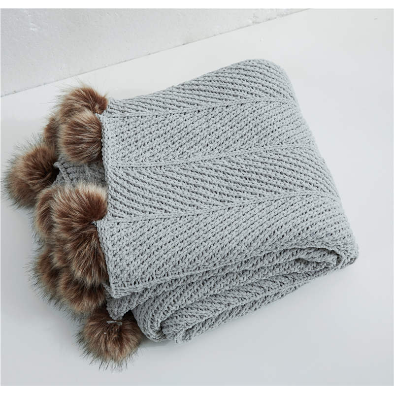 130Cm X 160Cm Warm Cozy Knitted Throw Blankets Grey