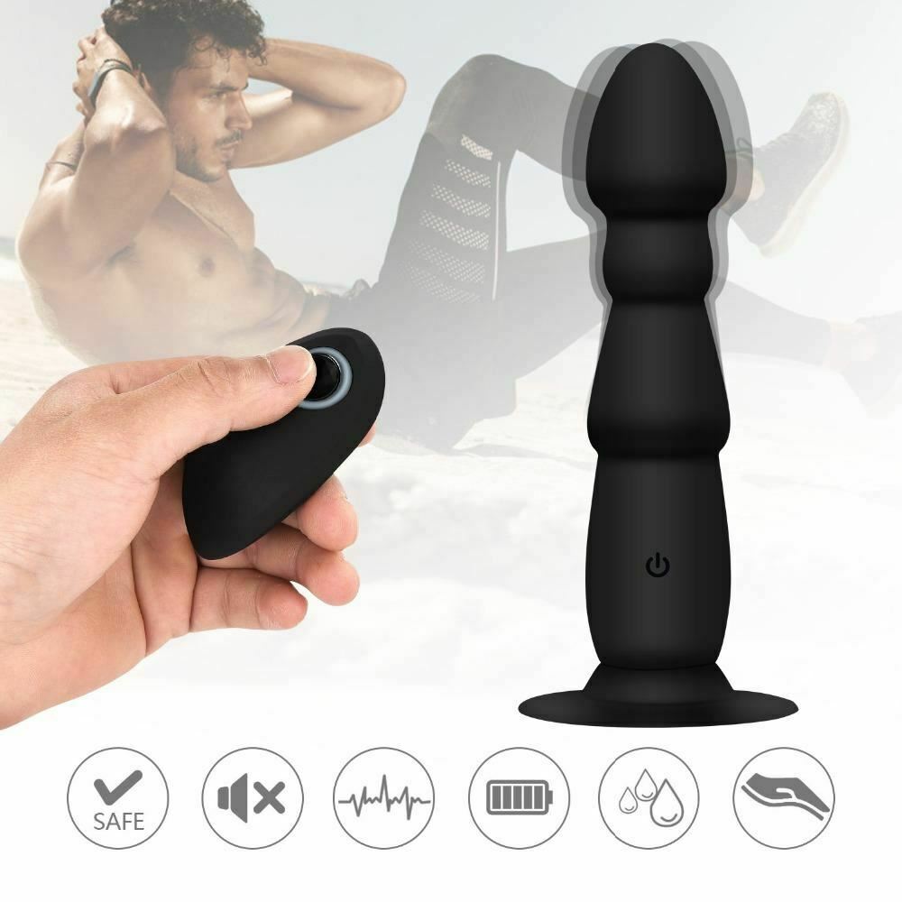 Black Vibrator Butt Plug Dildo Remote Prostate Massager Anal