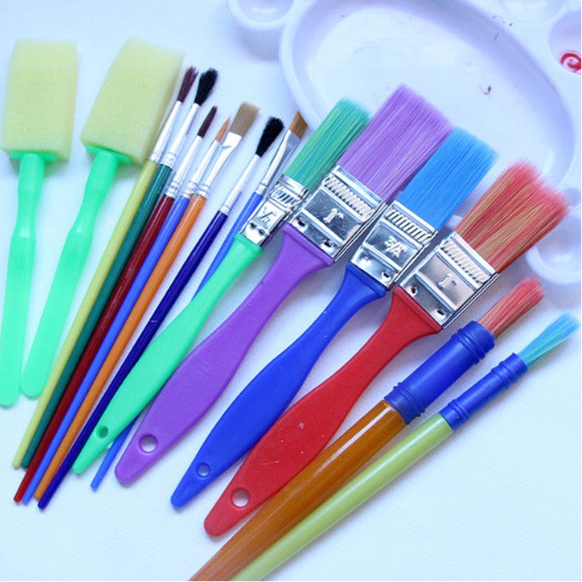 15Pcsset Paint Brush Watercolor Oil Art Supplies Kids Sponge Stamper For Children Gouache